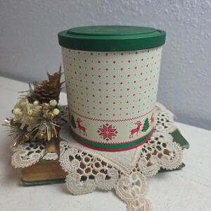 Vintage Potpourri Press‎ Christmas Reindeer Tin Green Red Fair Isle Festive